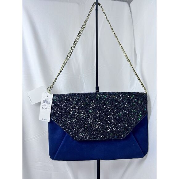 Ann Taylor Bella Glitter Navy Clutch Bling NYE NWT‎ - Picture 1 of 12